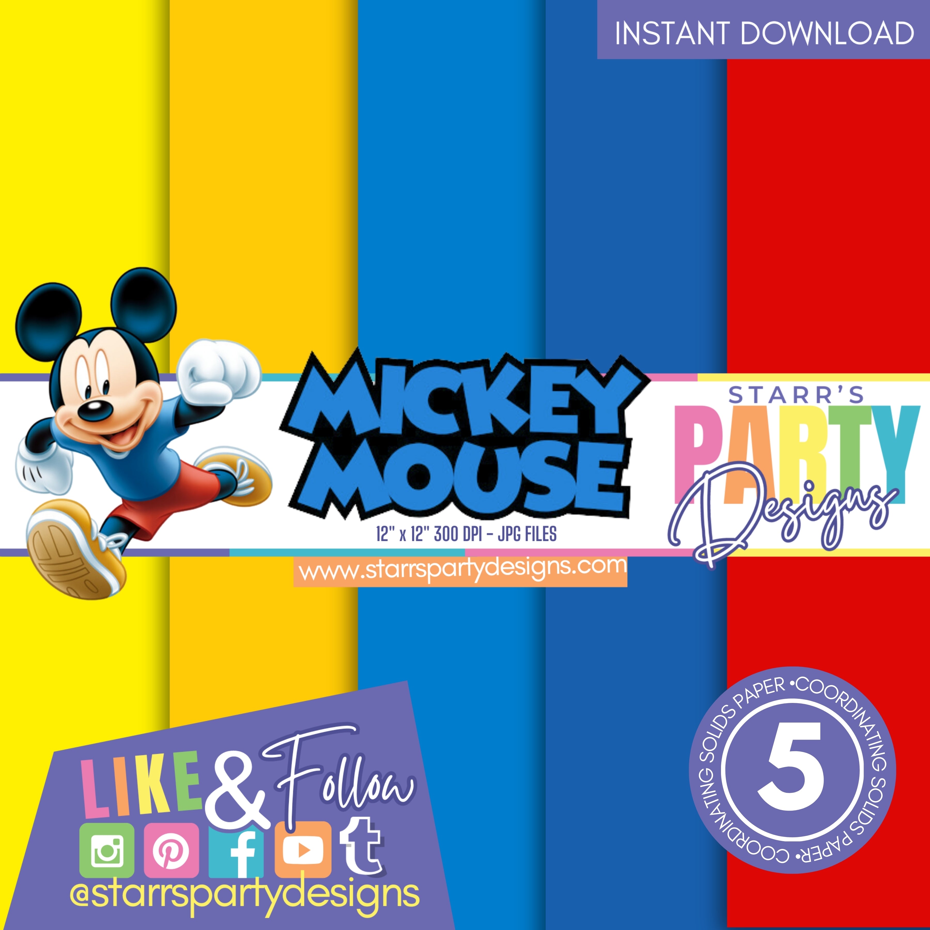 MICKEY'S MOUSE BLUE SOLIDS PAPER PACK – Starr's Party Designs
