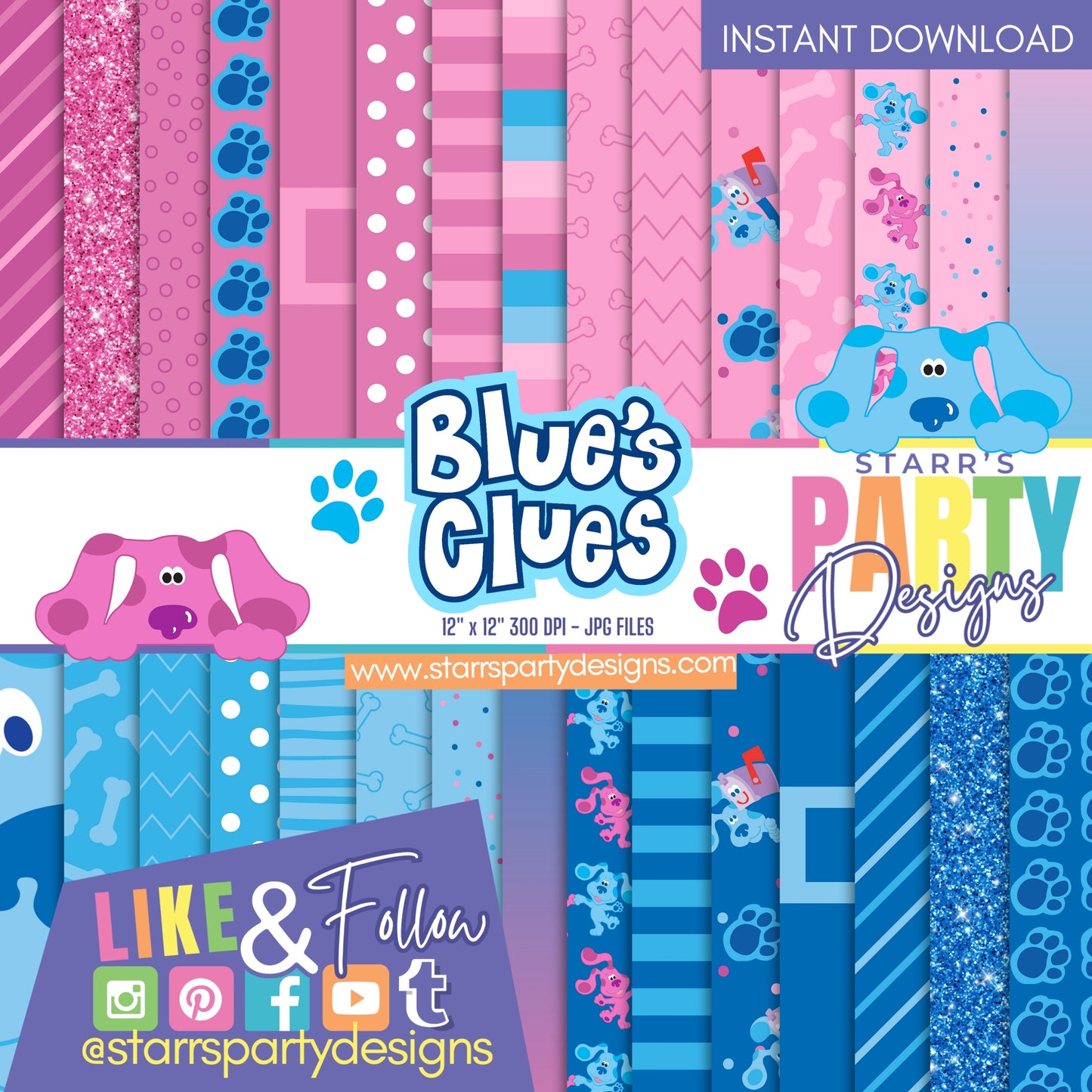 BLUE'S CLUES PINK & BLUE PAPER PACK 1