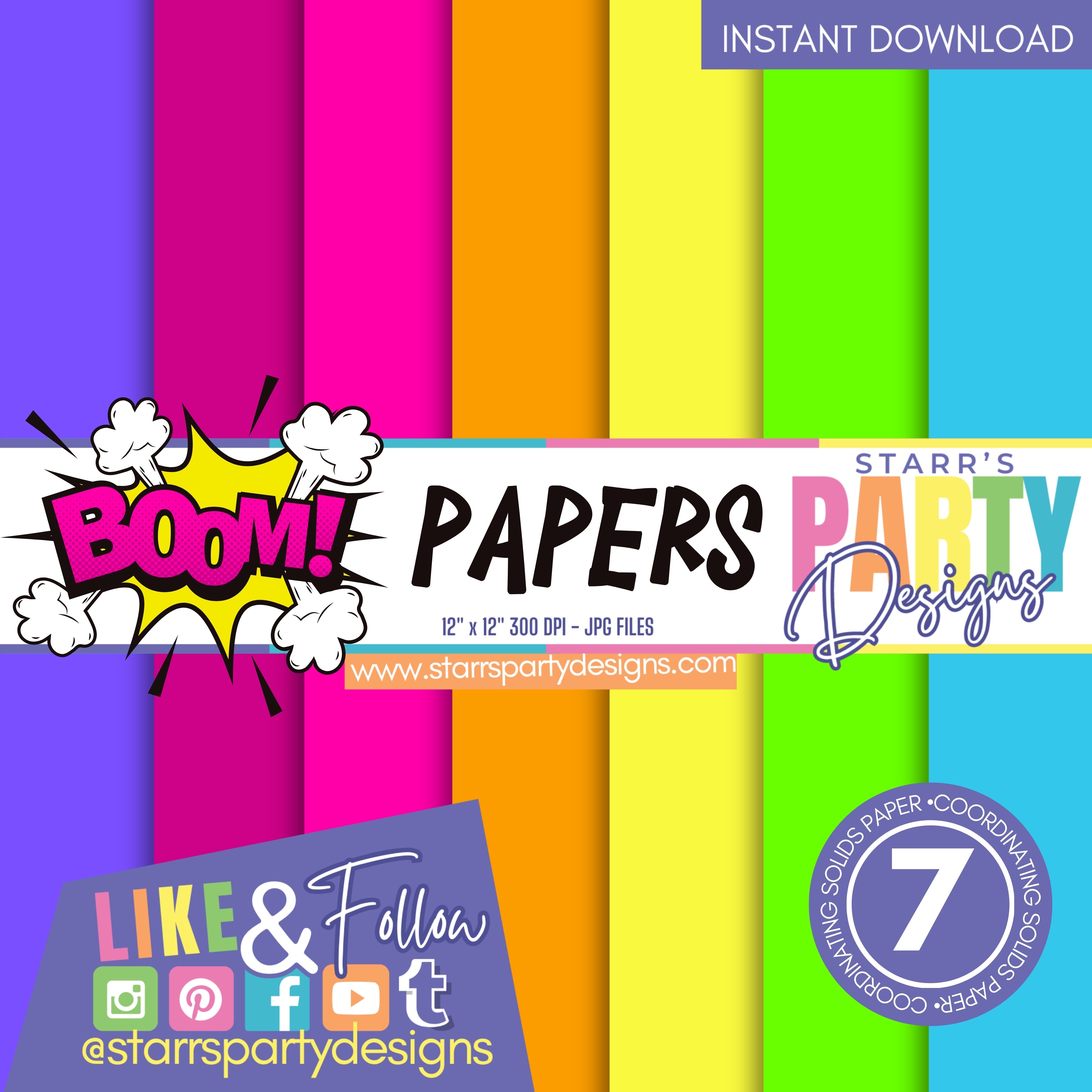 BOOM! GIRL SOLIDS PAPER PACK – Starr's Party Designs