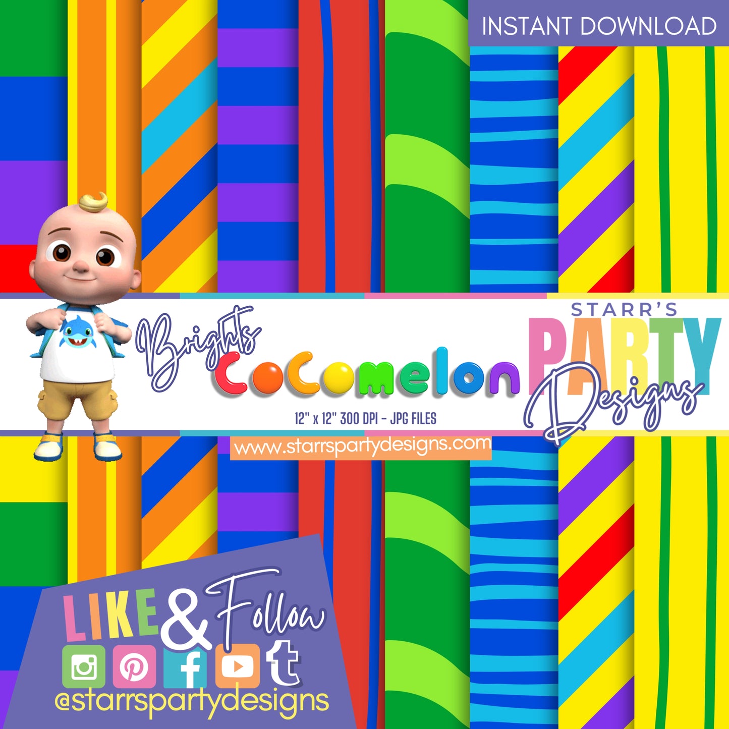 COCOMELON BRIGHTS STRIPES PAPER PACK