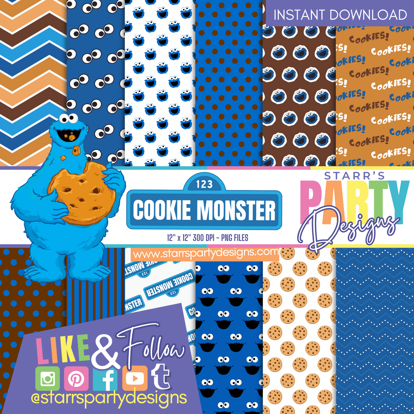 COOKIE MONSTER PAPER PACK 2