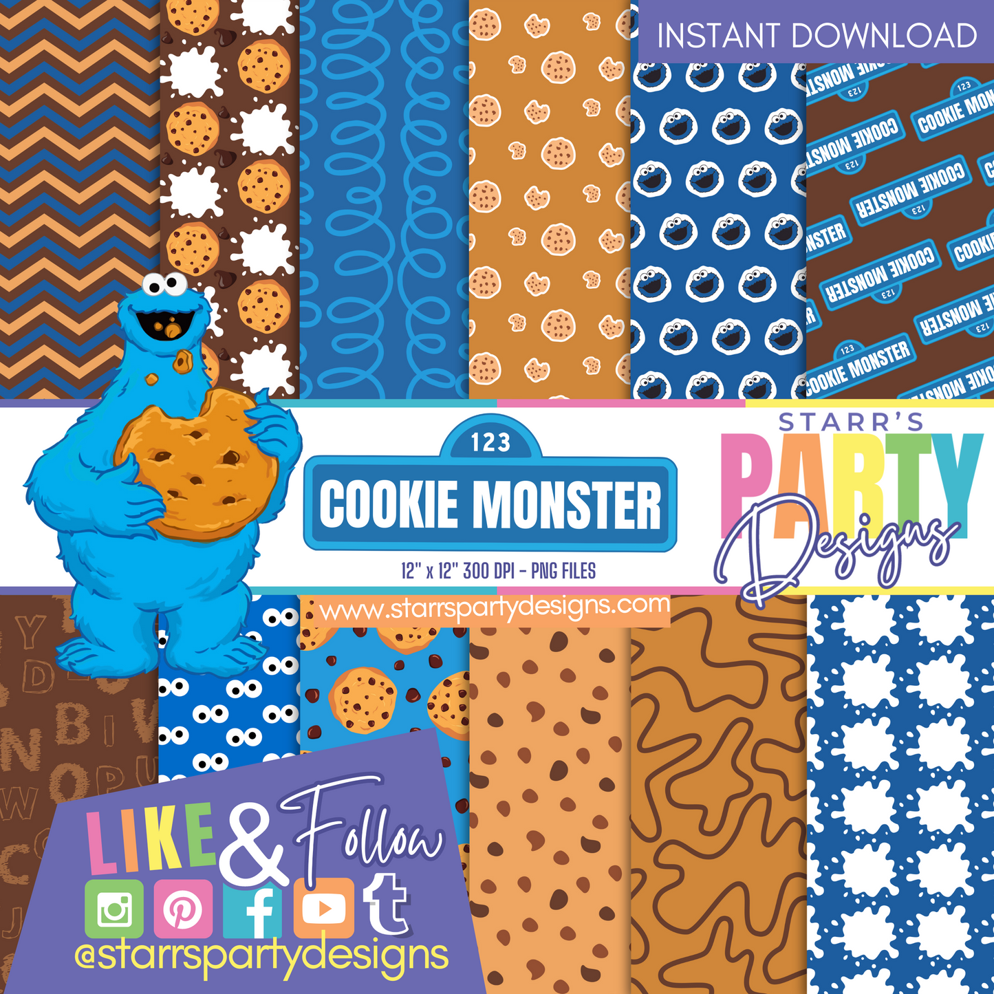 COOKIE MONSTER PAPER PACK 3