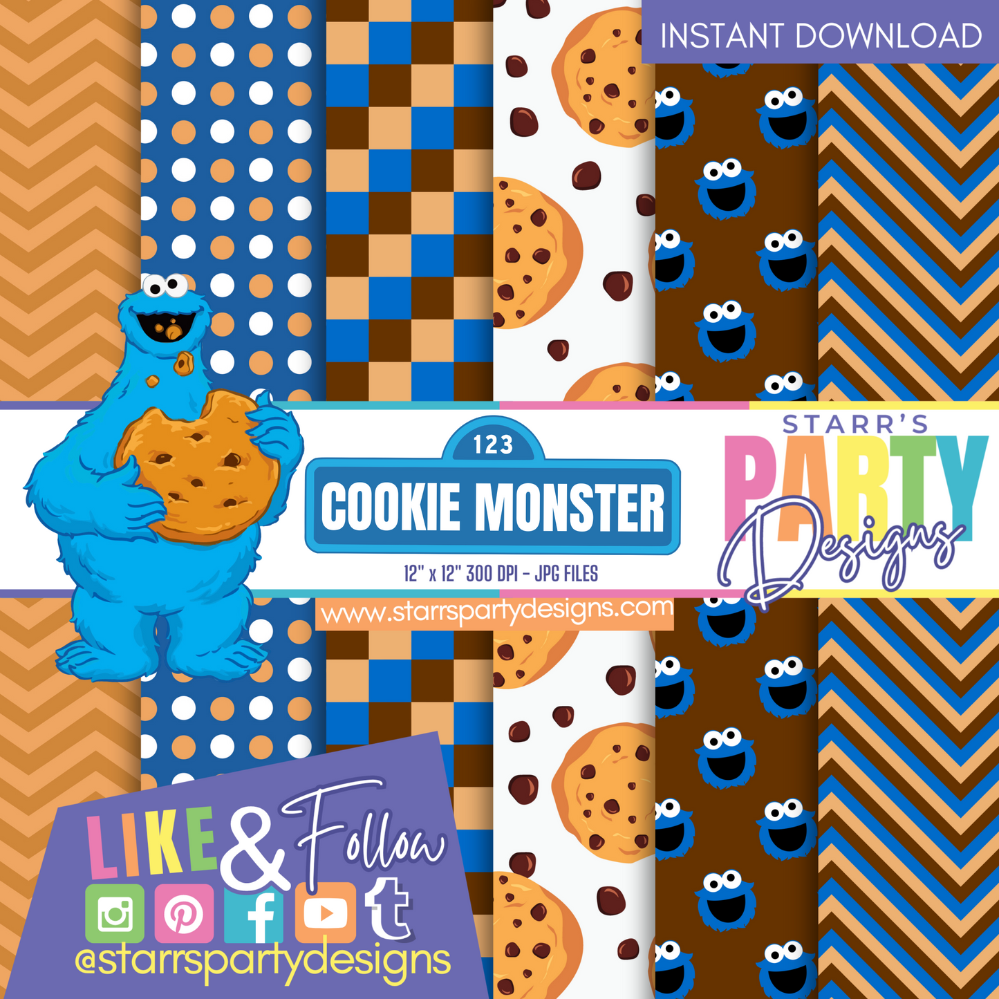 COOKIE MONSTER PAPER PACK 4