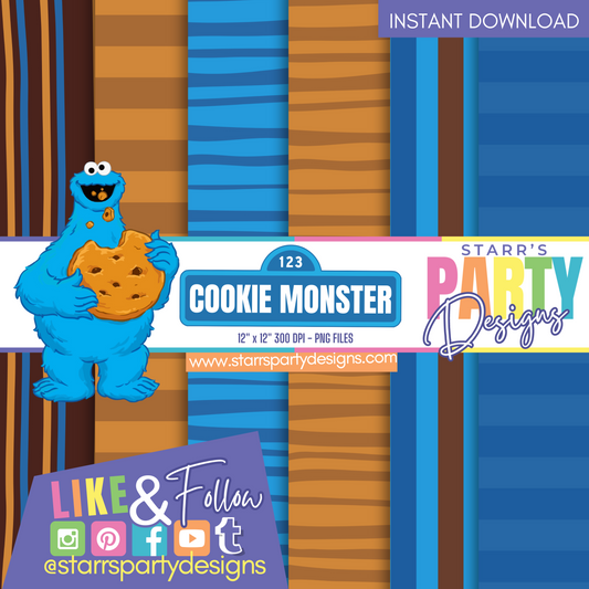 COOKIE MONSTER STRIPES PAPER PACK