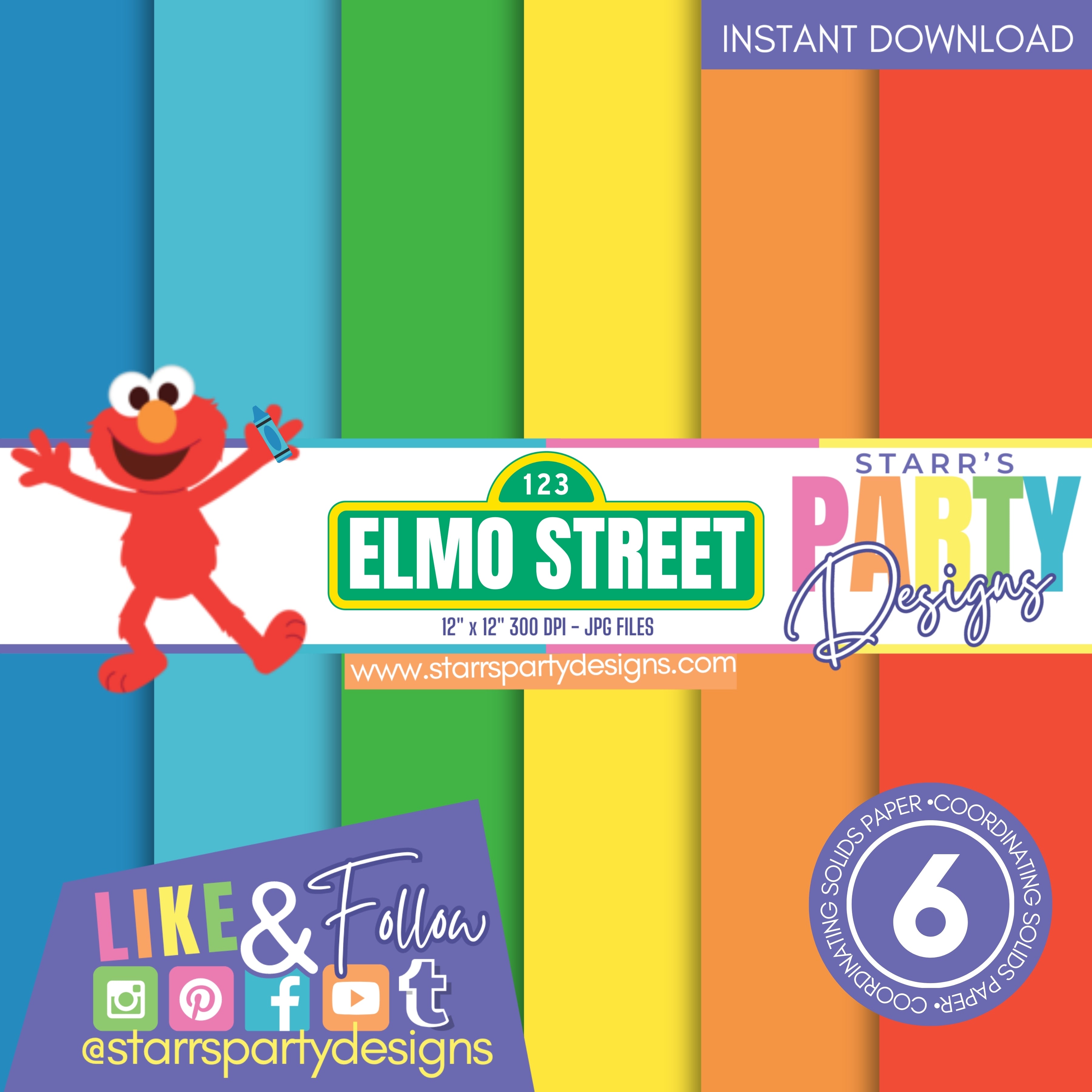 ELMO SOLIDS PAPER PACK – Starr's Party Designs