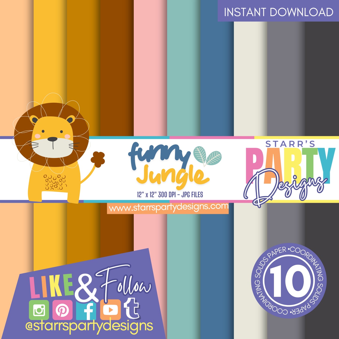 FUNNY JUNGLE SOLIDS PAPER PACK