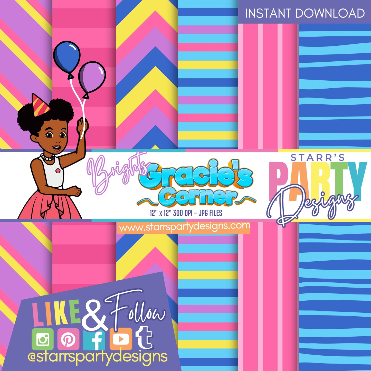 GRACIE'S CORNER BRIGHTS STRIPES PAPER PACK