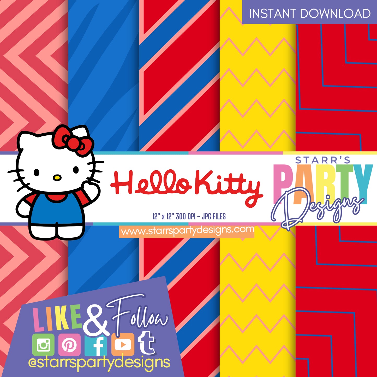 HELLO KITTY RED STRIPES PAPER PACK