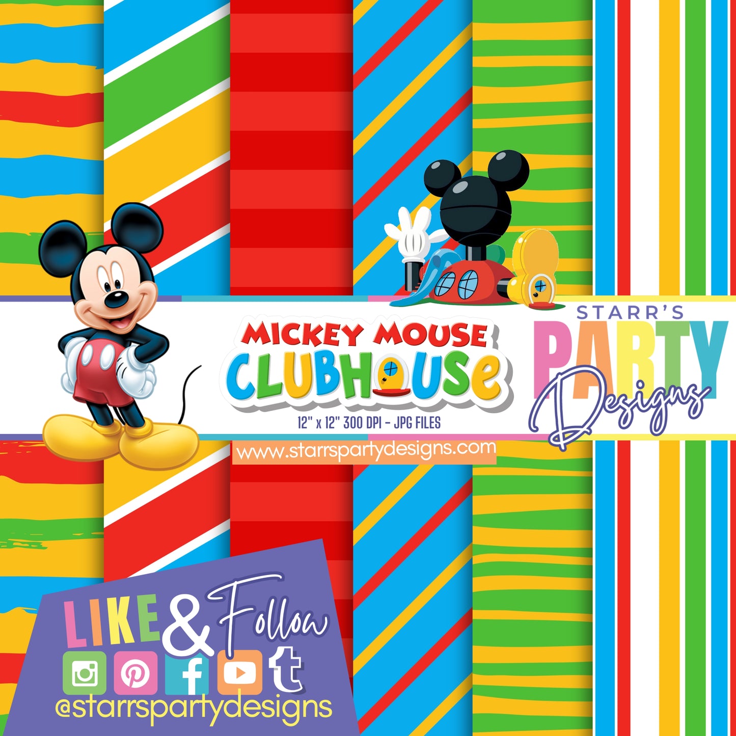 MICKEY'S CLUBHOUSE STRIPES PAPER PACK