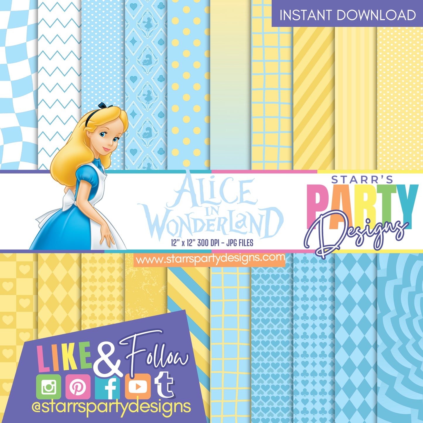 ALICE IN WONDERLAND PASTEL PAPER PACK 1