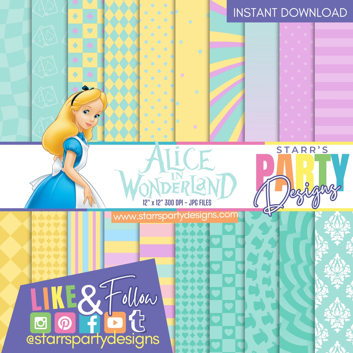 ALICE IN WONDERLAND PASTEL PAPER PACK 3