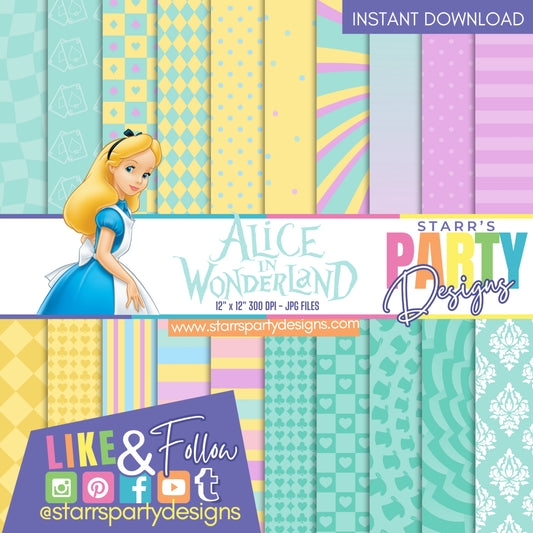 ALICE IN WONDERLAND PASTEL PAPER PACK 3