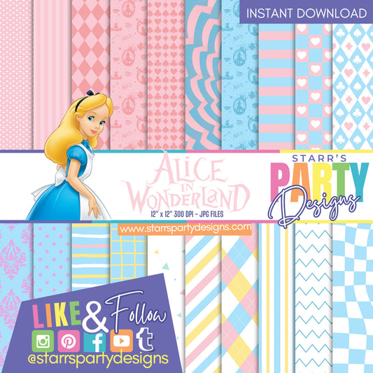 ALICE IN WONDERLAND PASTEL PAPER PACK 4