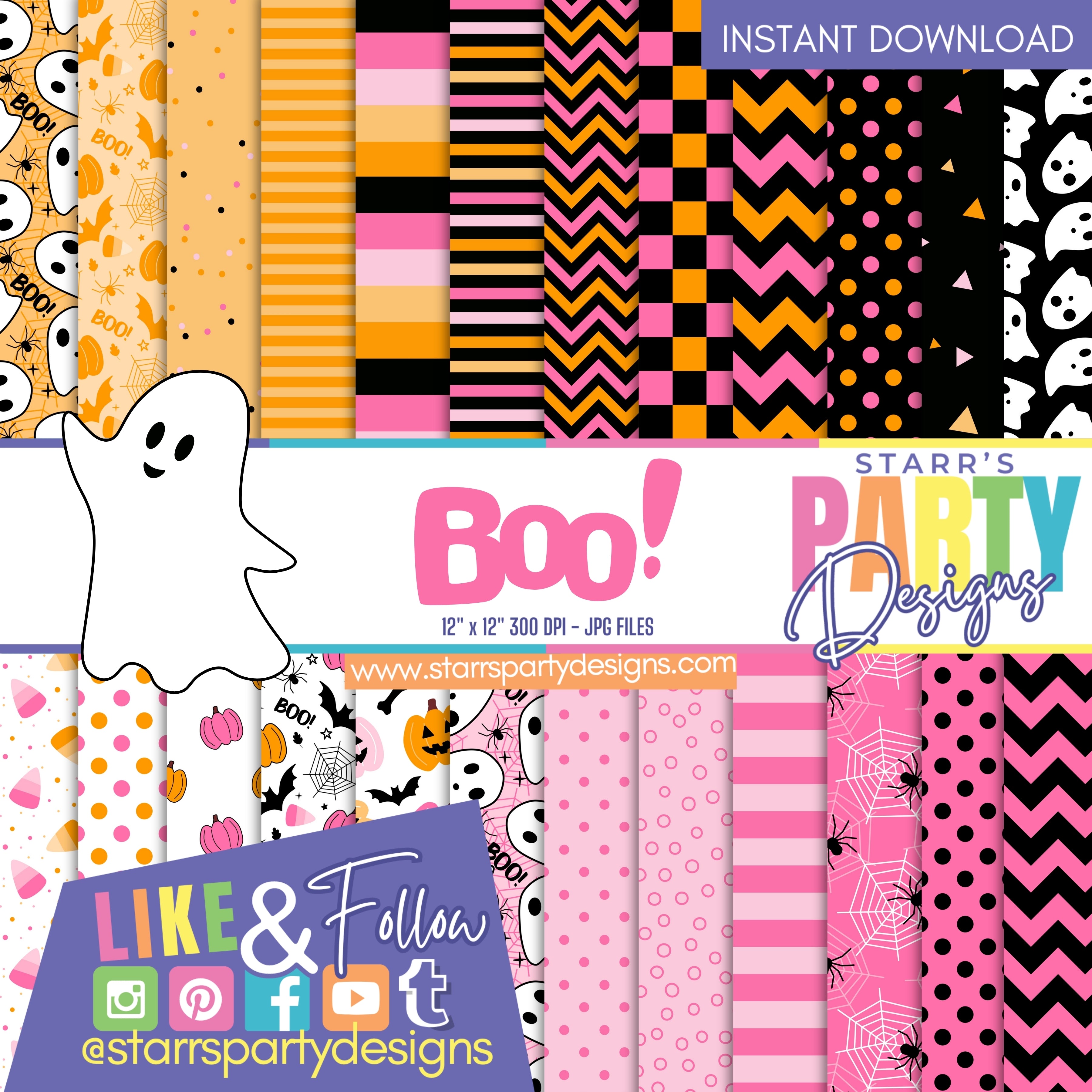 PINK BOO PAPER PACK – Starr's Party Designs