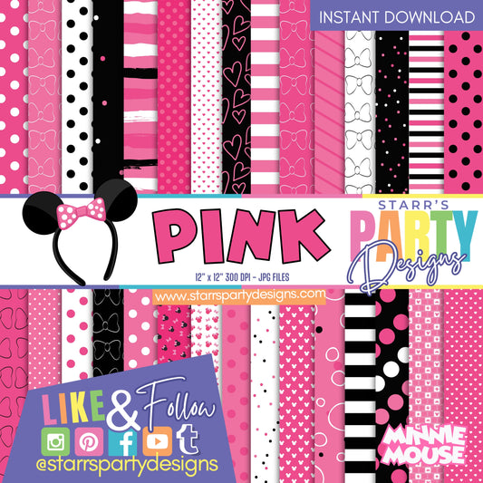 PINK MINNIE MOUSE PAPER PACK