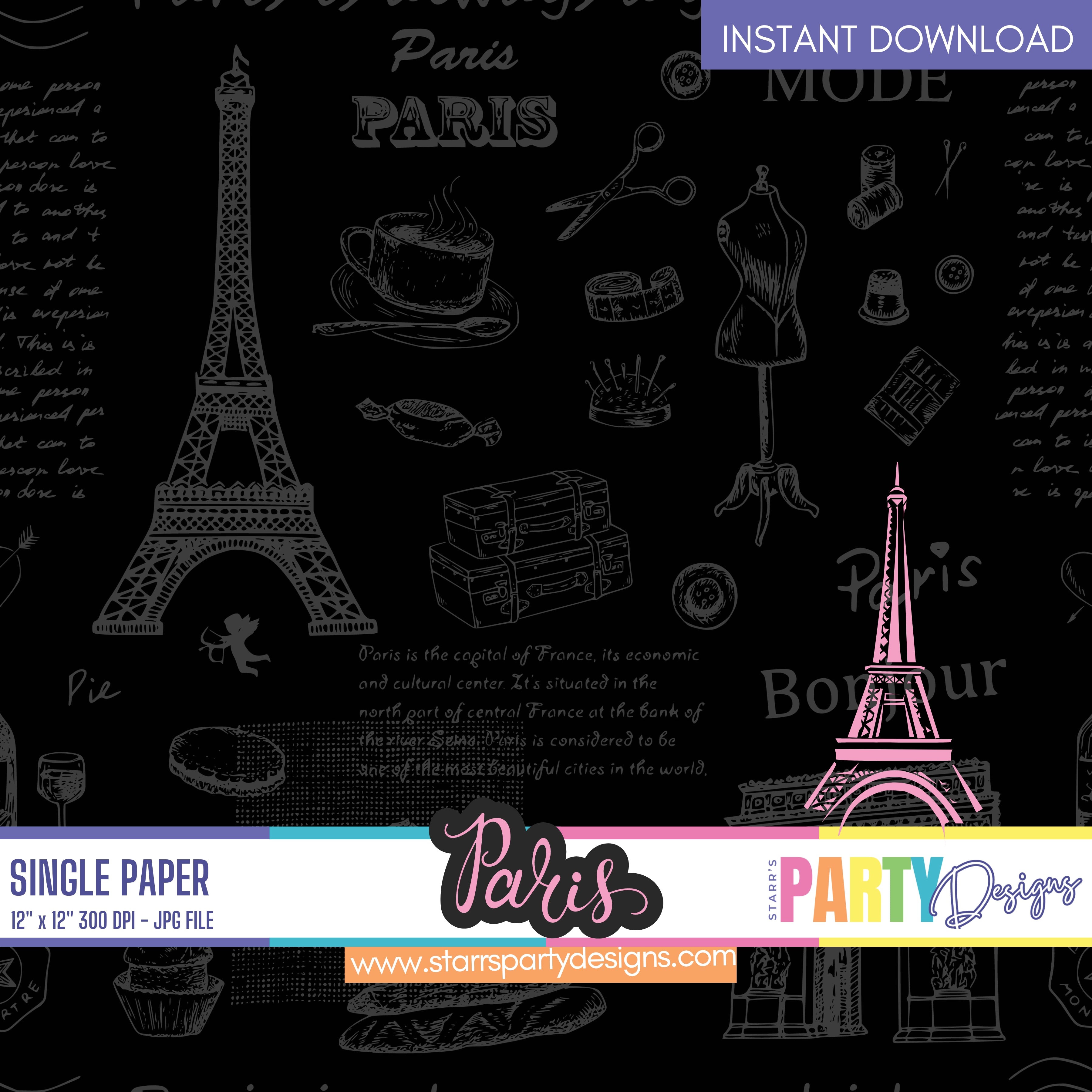 PARIS DIGITAL PAPER 1 – Starr's Party Designs