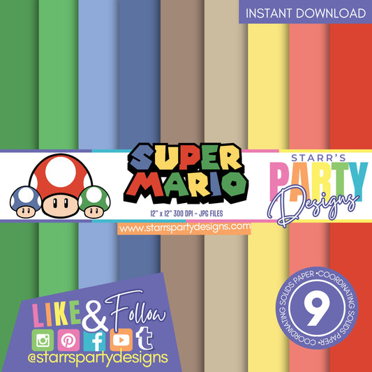 RETRO SUPER MARIO BROS. SOLIDS PAPER PACK