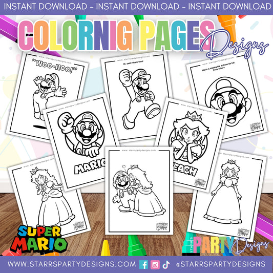 SUPER MARIO AND PRINCESS PEACH COLORING PAGES