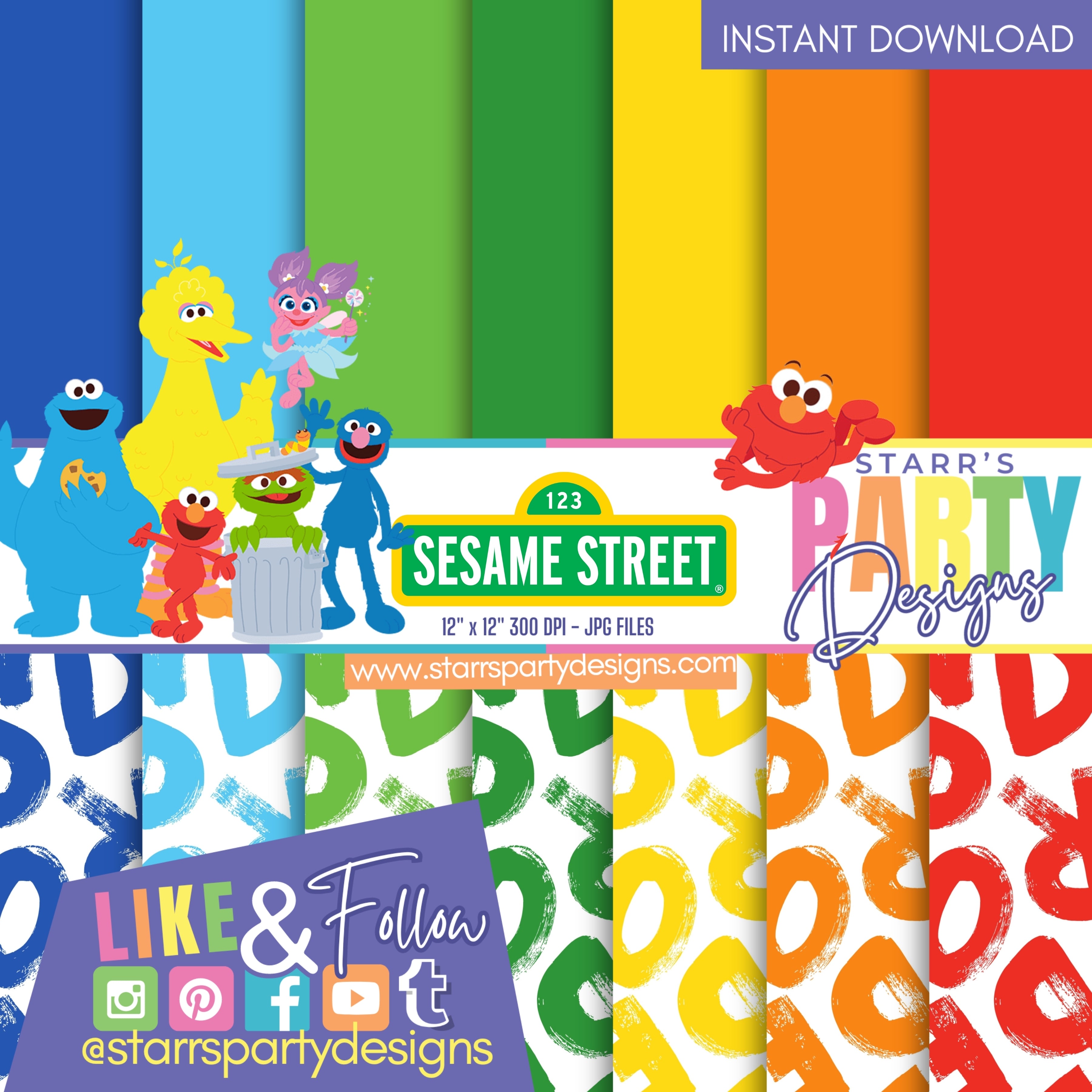 SESAME STREET SOLIDS PAPER PACK – Starr's Party Designs