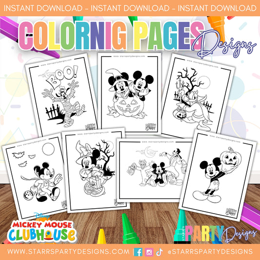 MICKEY'S FRIENDS ON HALLOWEEN COLORING PAGES 2