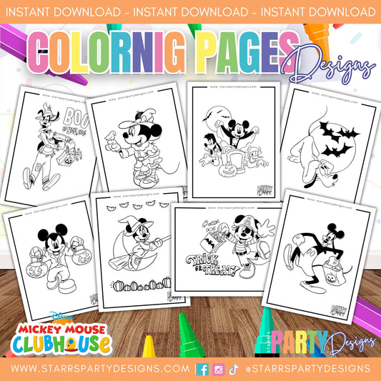 MICKEY'S FRIENDS ON HALLOWEEN COLORING PAGES 3