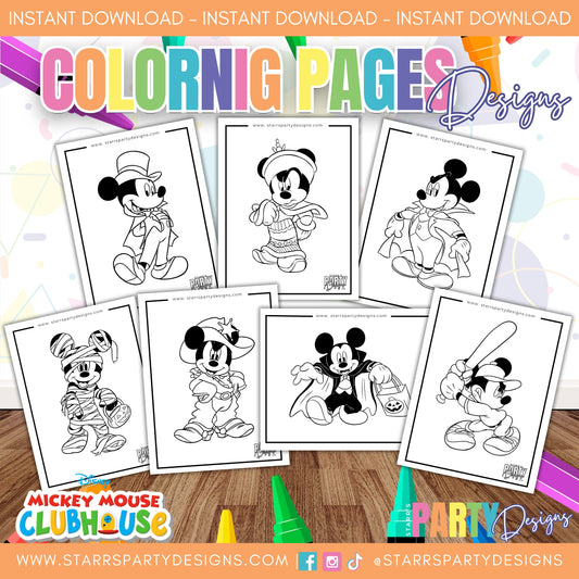 MICKEY ON HALLOWEEN COLORING PAGES