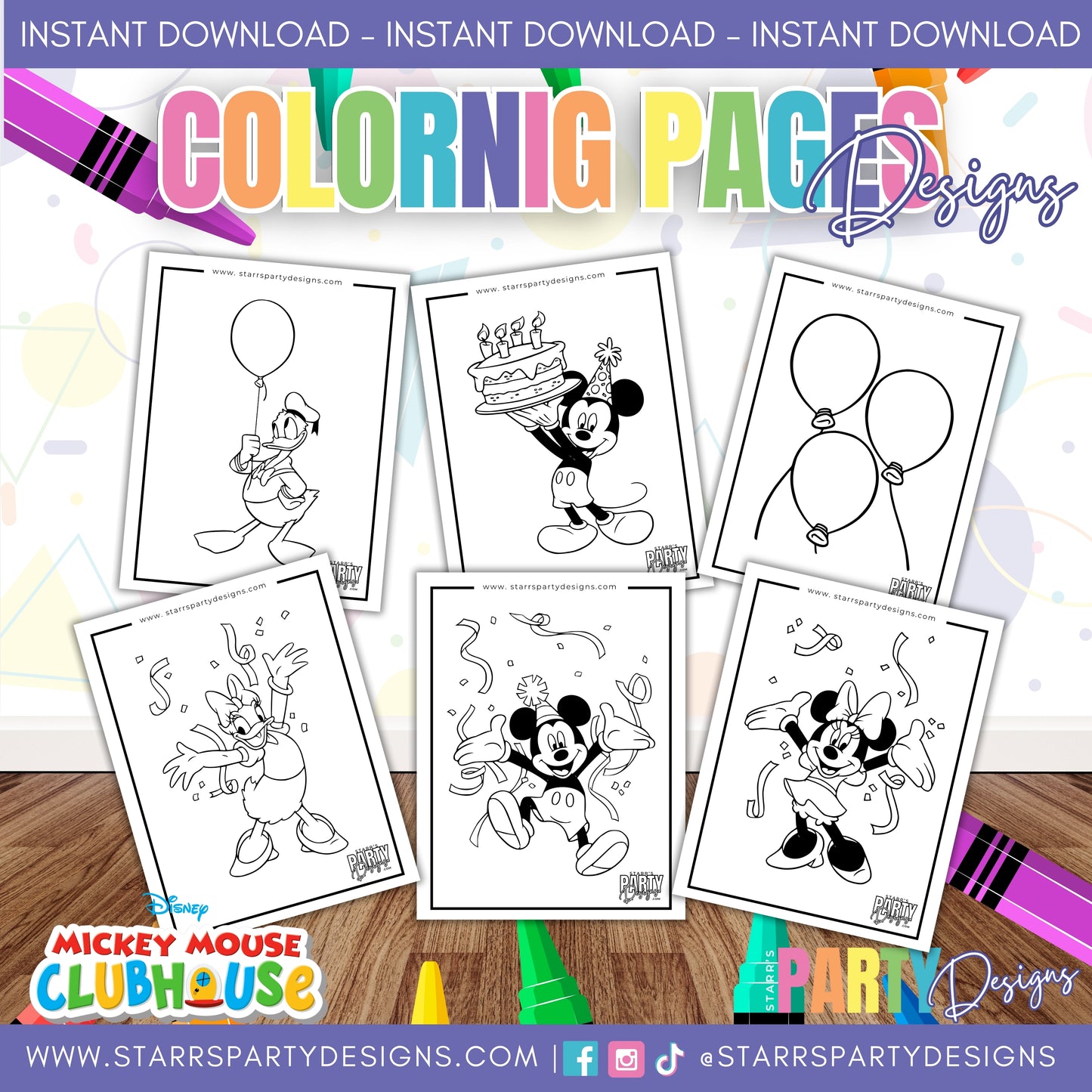 CELEBRATE WITH MICKEY & FRIENDS COLORING PAGES 1