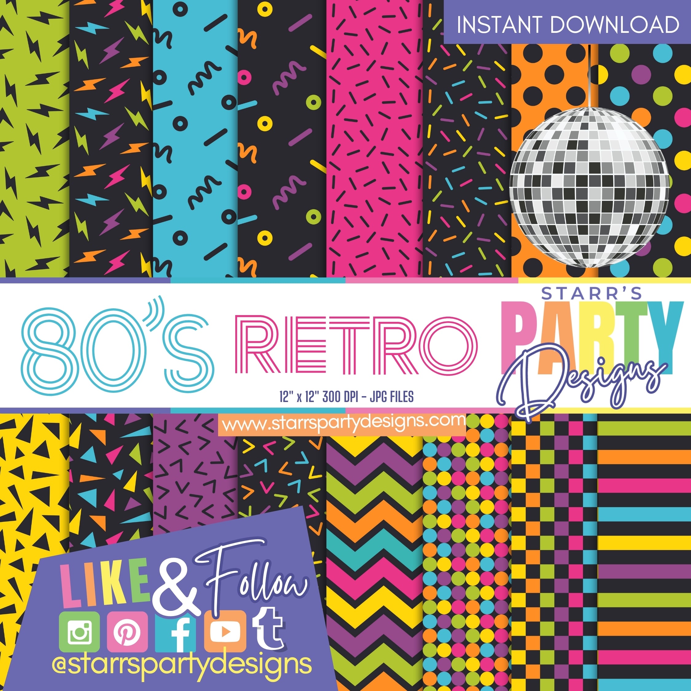 80S RETRO PAPER PACK 1 – Starr's Party Designs