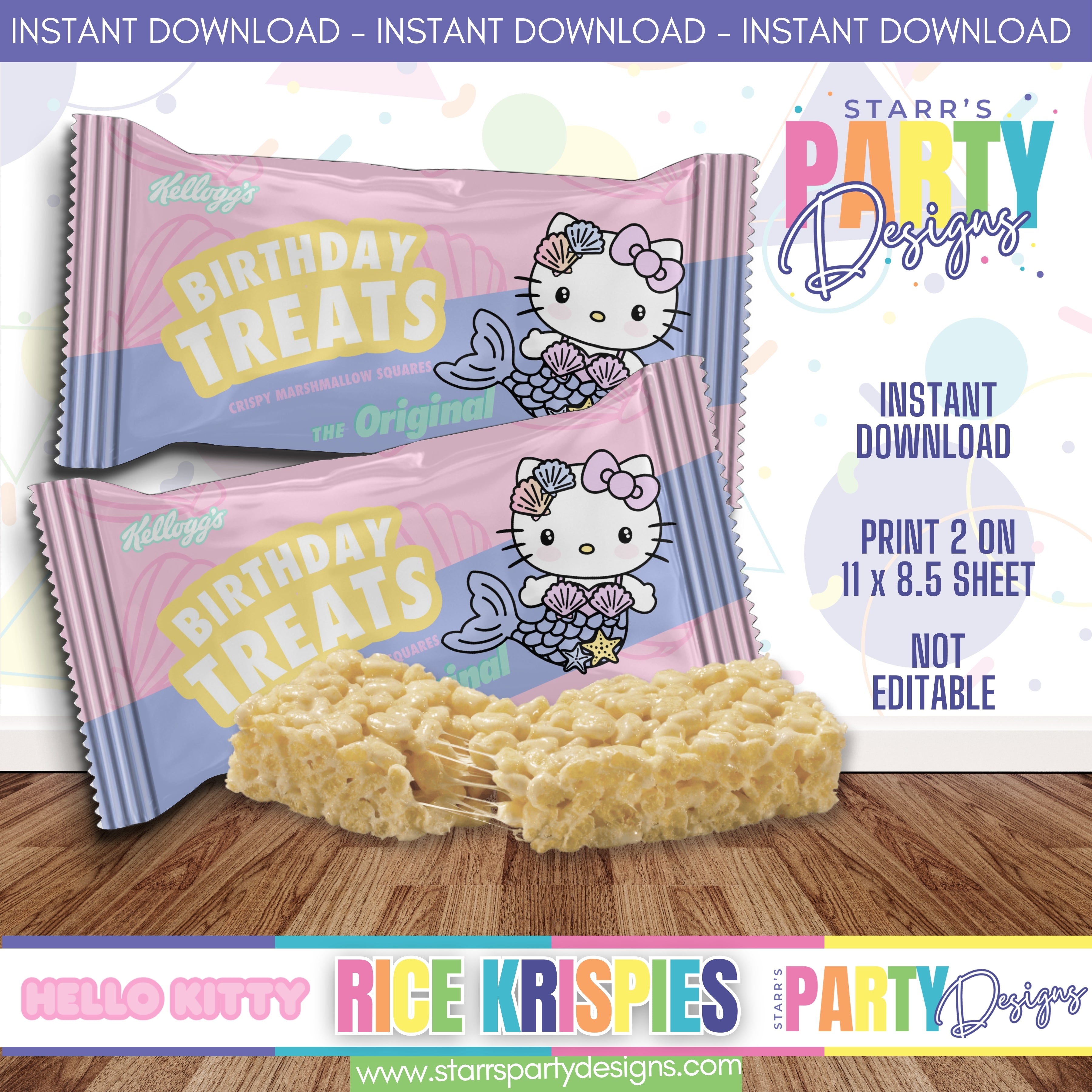 RICE KRISPIES DESIGN | HELLO KITTY PASTEL MERMAID A1 – Starr's Party ...