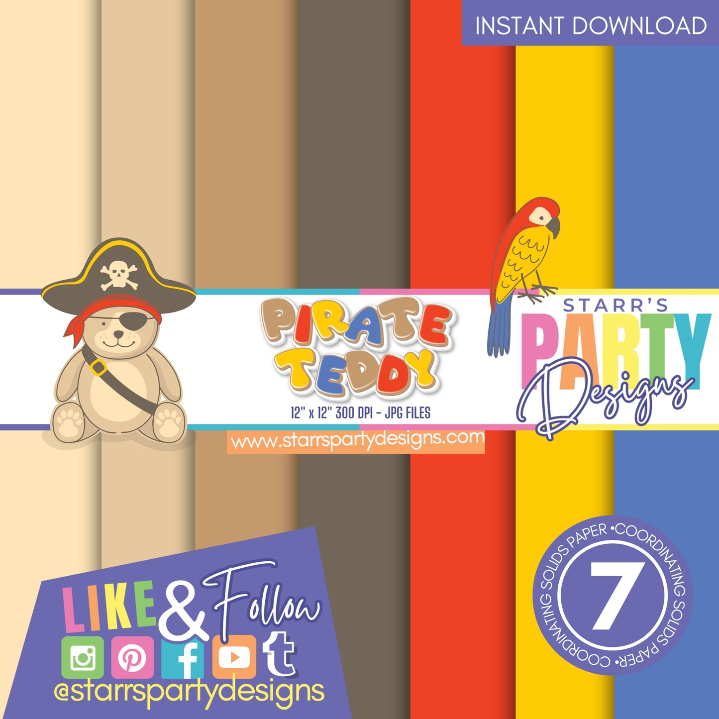 PIRATE TEDDY SOLIDS PAPER PACK