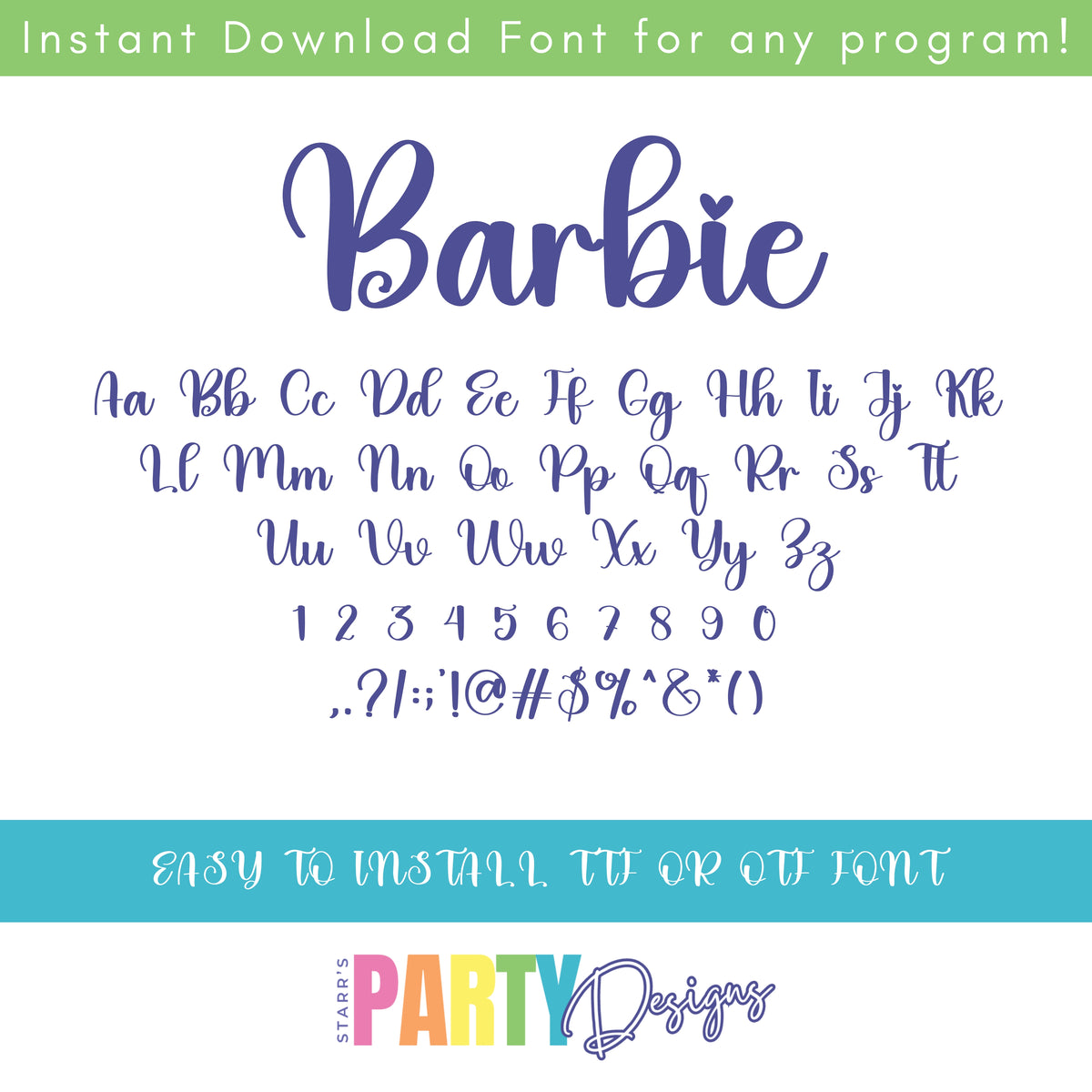Barbie One Font BARBIE 1 REGULAR FONT – Starr's Party Designs