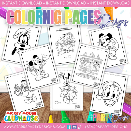 MICKEY & FRIENDS AT CHRISTMAS COLORING PAGES