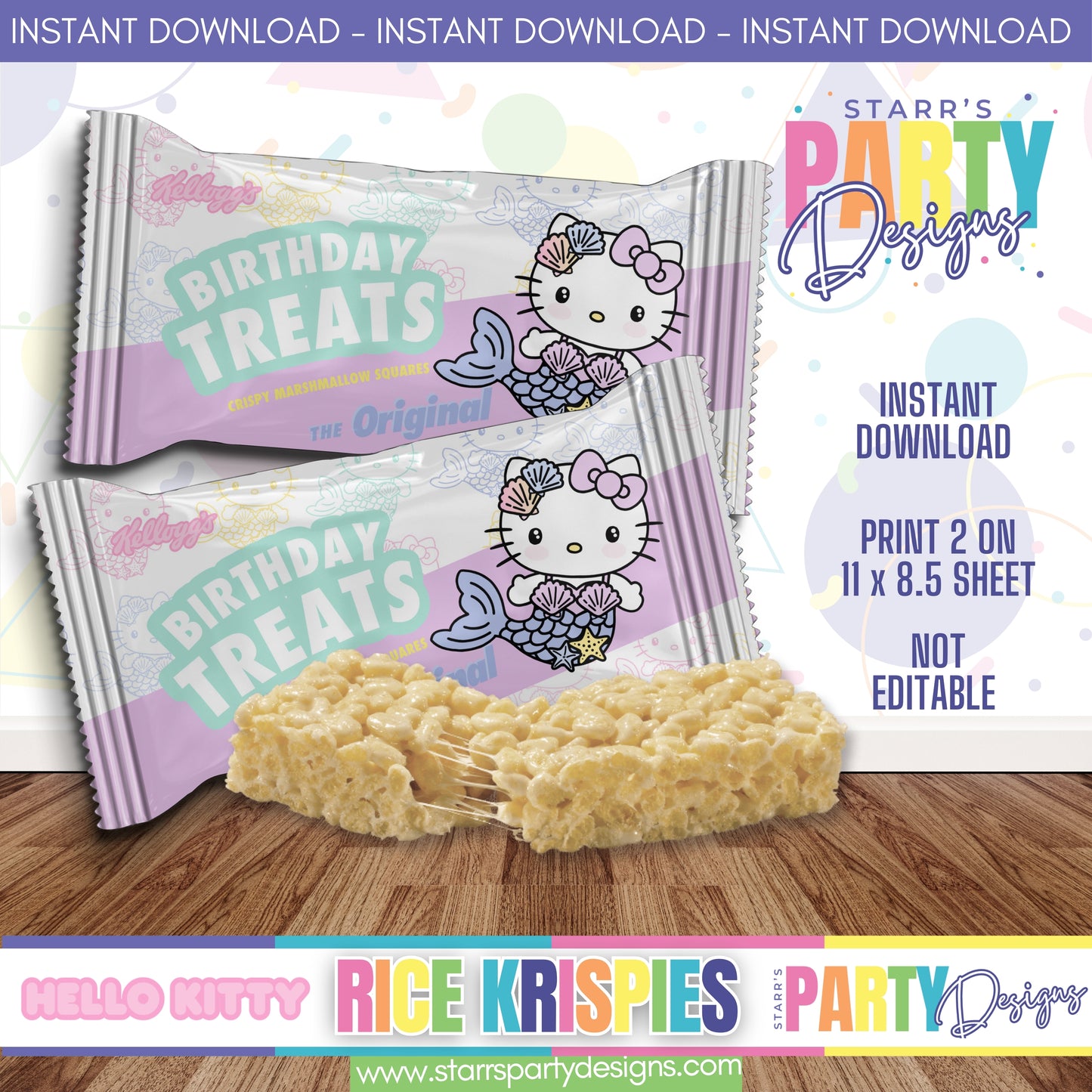 RICE KRISPIES DESIGN | HELLO KITTY PASTEL MERMAID A3