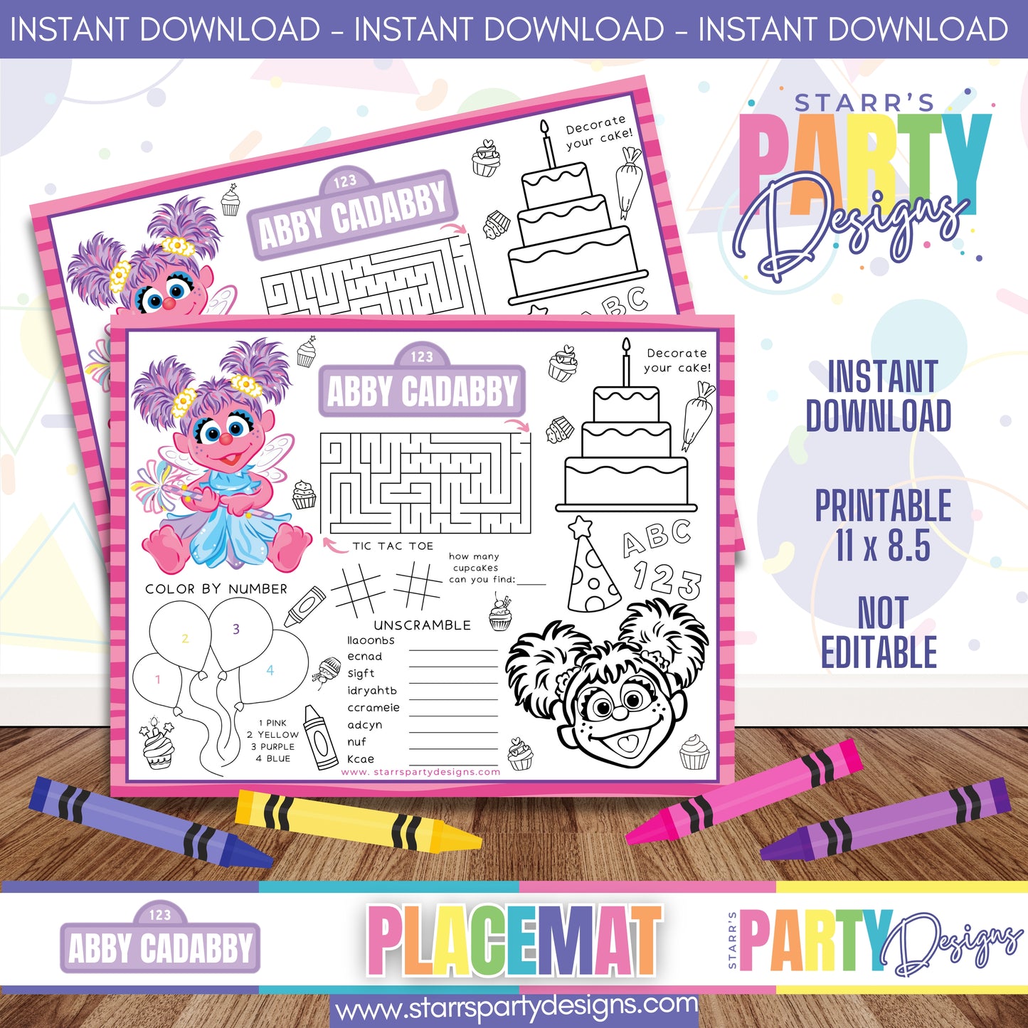 PLACEMAT ACTIVITY SHEET | ABBY CADABBY A1