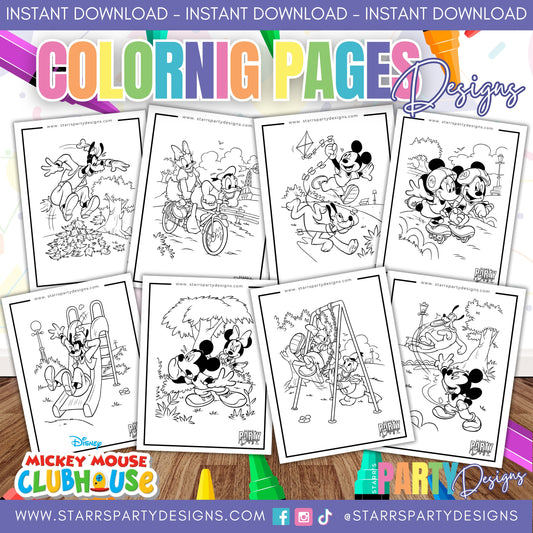 A DAY AT THE PARK WITH MICKEY & FRIENDS COLORING PAGES