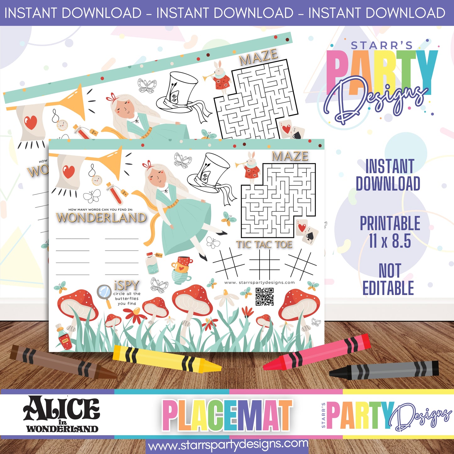 PLACEMAT ACTIVITY SHEET | ALICE IN WONDERLAND 2 A1