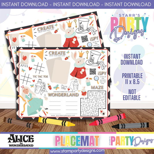 PLACEMAT ACTIVITY SHEET | ALICE IN WONDERLAND 2 A2