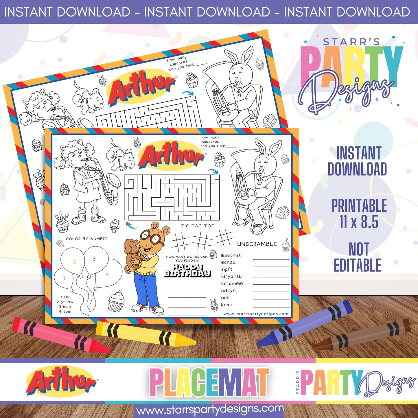 PLACEMAT ACTIVITY SHEET | PBS ARTHUR A1