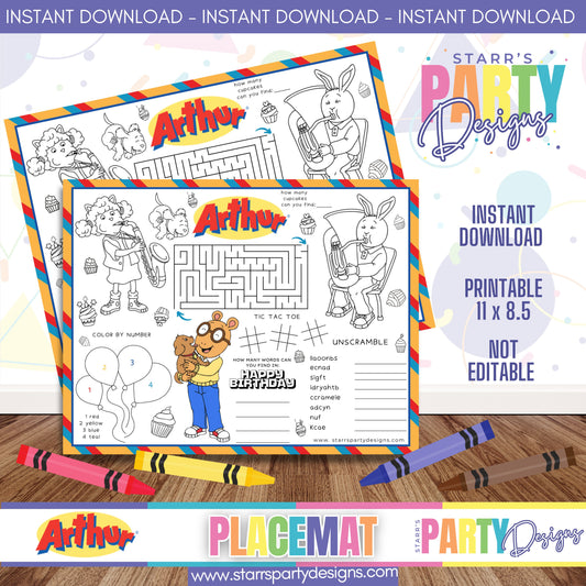 PLACEMAT ACTIVITY SHEET | PBS ARTHUR A1