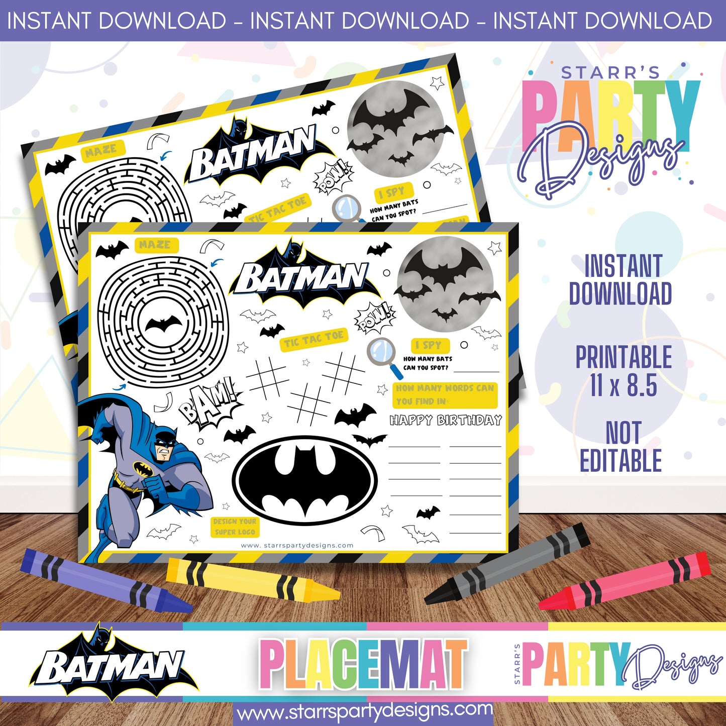 PLACEMAT ACTIVITY SHEET | BATMAN A2