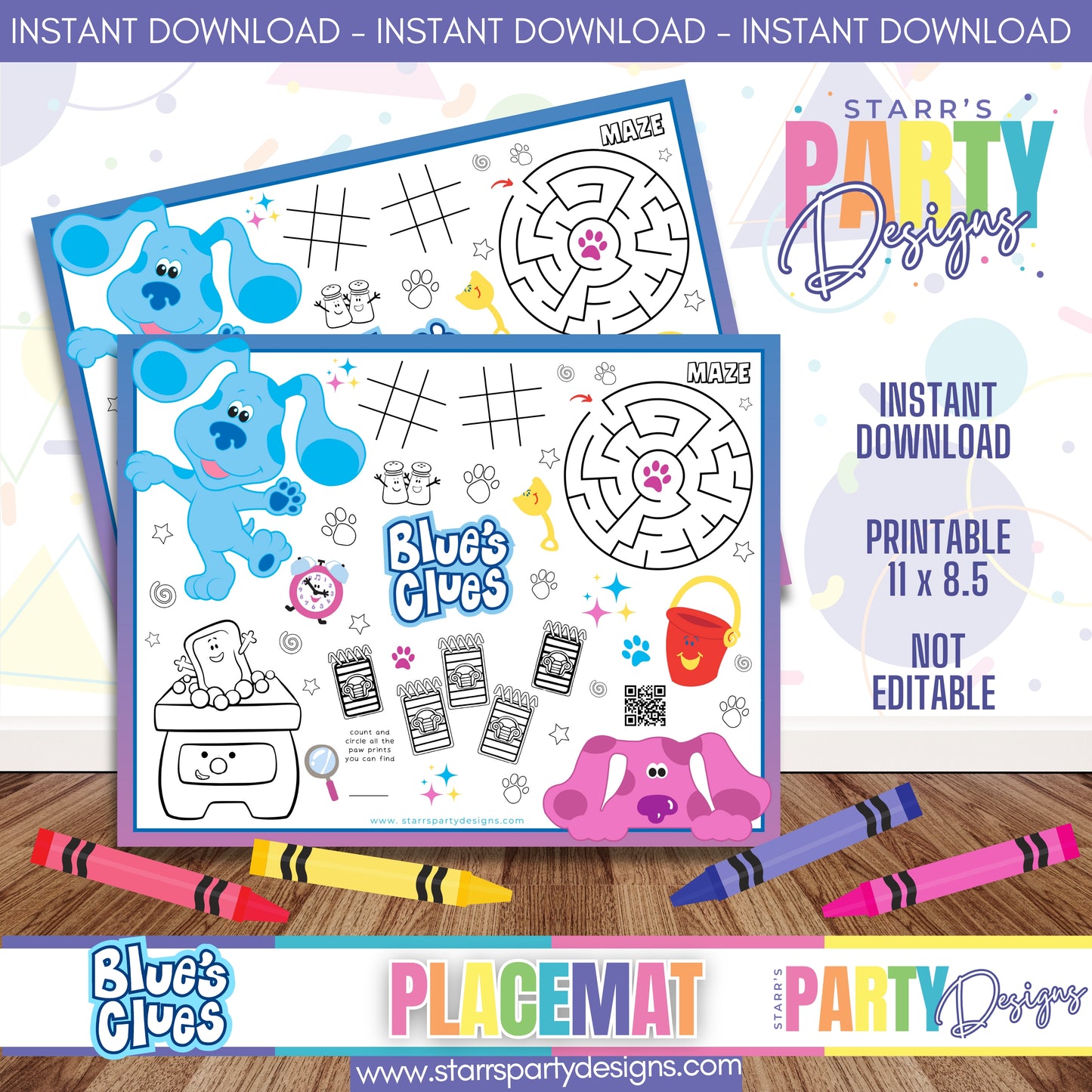 PLACEMAT ACTIVITY SHEET | BLUE'S CLUES A4