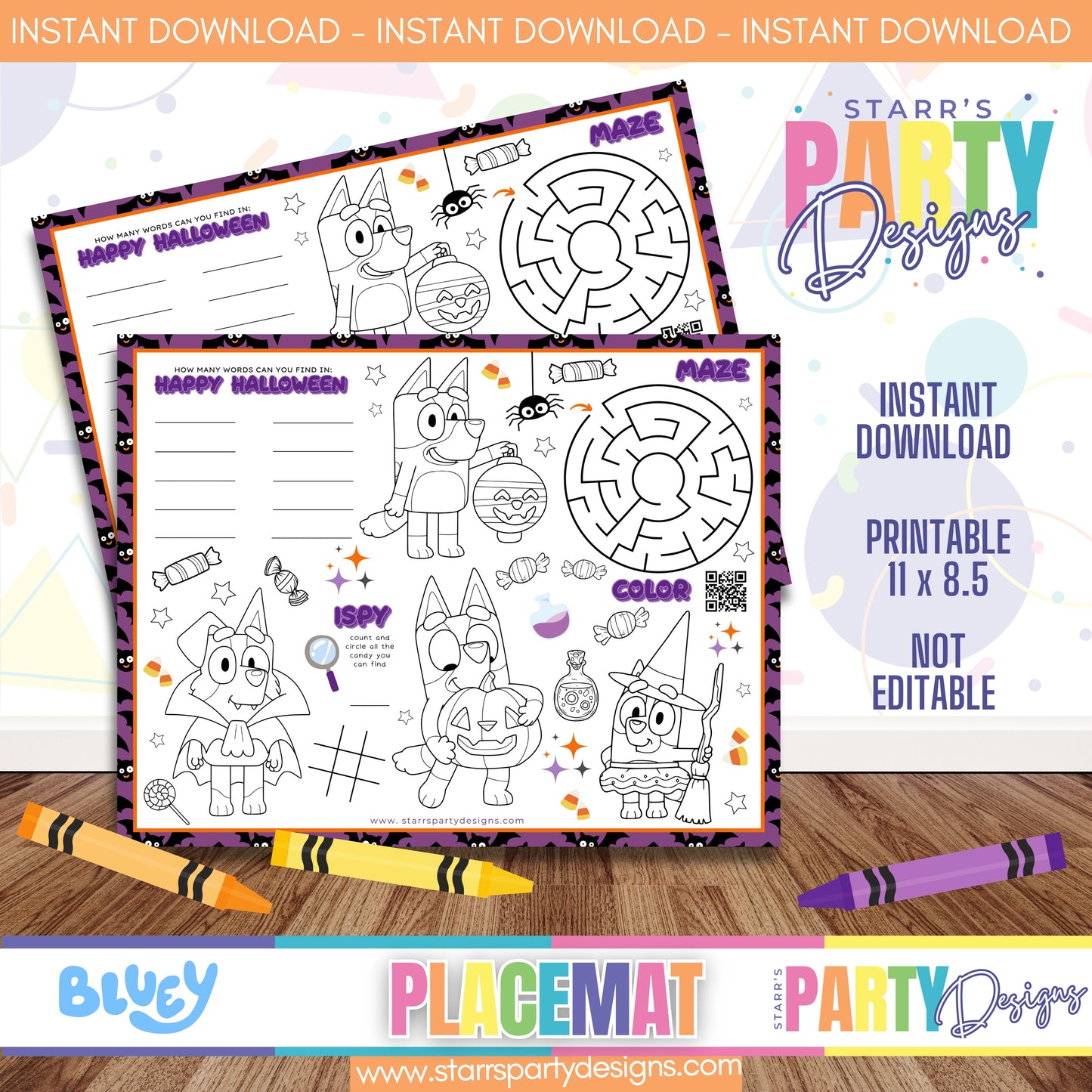 PLACEMAT ACTIVITY SHEET | BLUEY HALLOWEEN A1