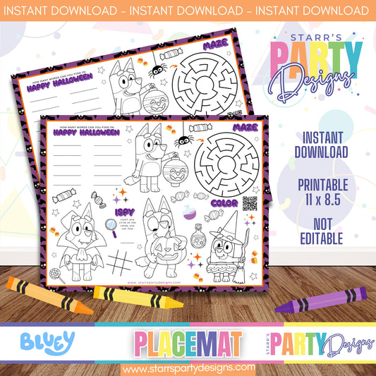 PLACEMAT ACTIVITY SHEET | BLUEY HALLOWEEN A1