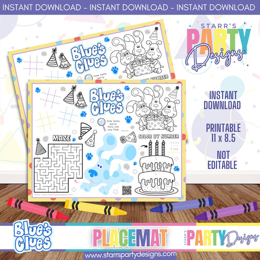 PLACEMAT ACTIVITY SHEET | BLUE'S CLUES PASTEL A1