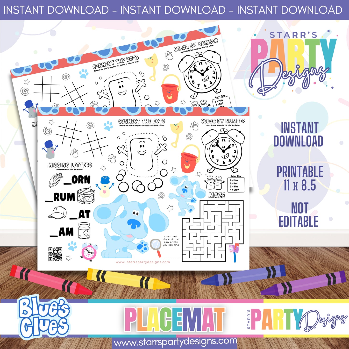 PLACEMAT ACTIVITY SHEET | BLUE'S CLUES PASTEL A3