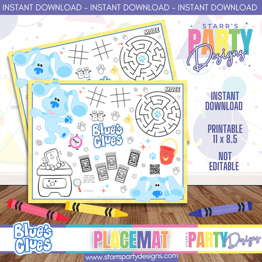 PLACEMAT ACTIVITY SHEET | BLUE'S CLUES PASTEL A5