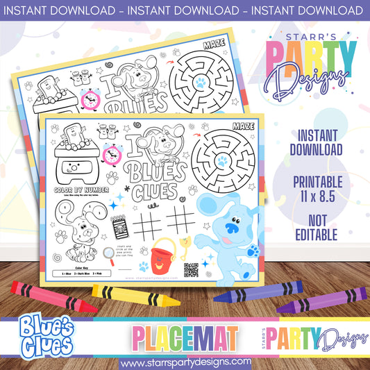 PLACEMAT ACTIVITY SHEET | BLUE'S CLUES PASTEL A6