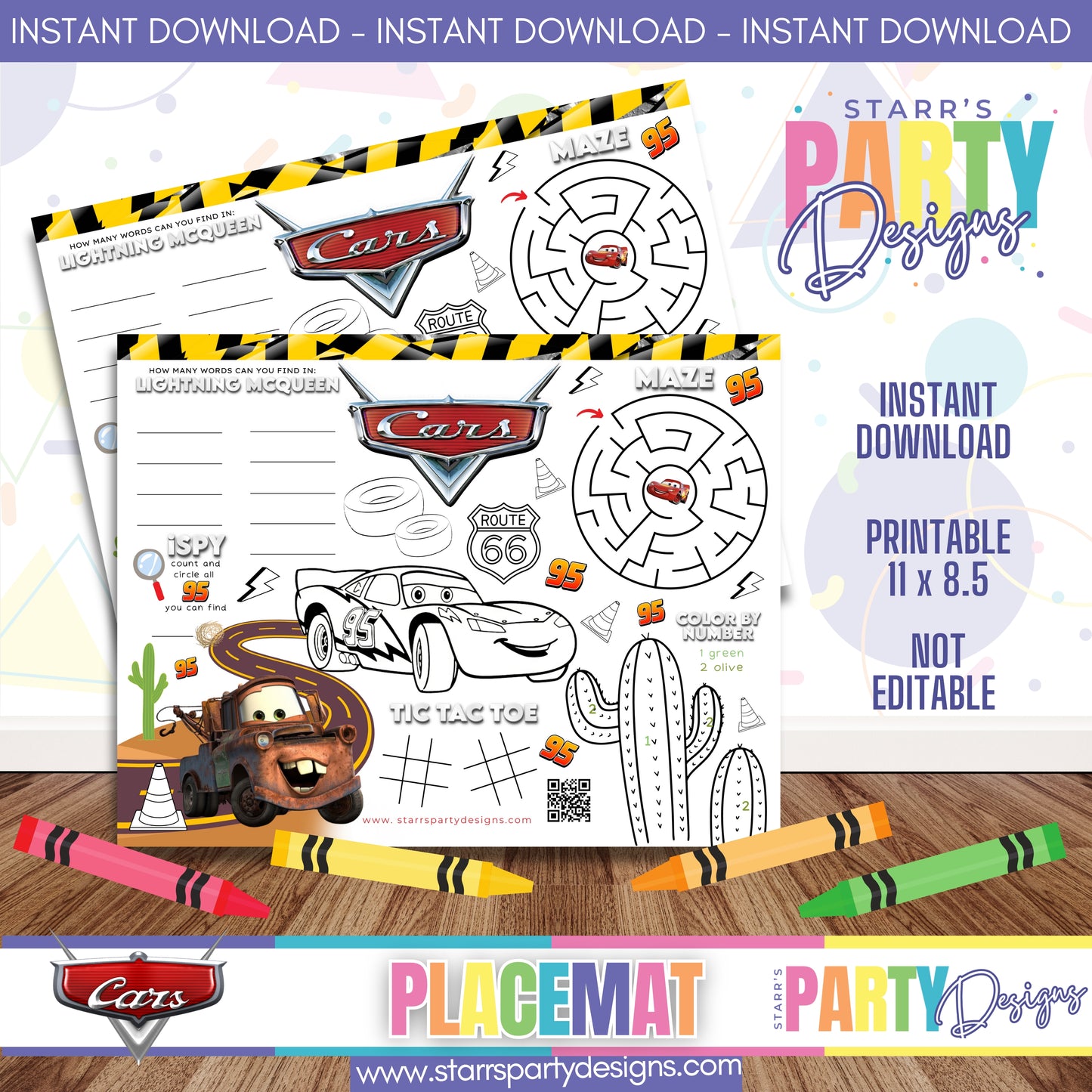 PLACEMAT ACTIVITY SHEET | CARS A1