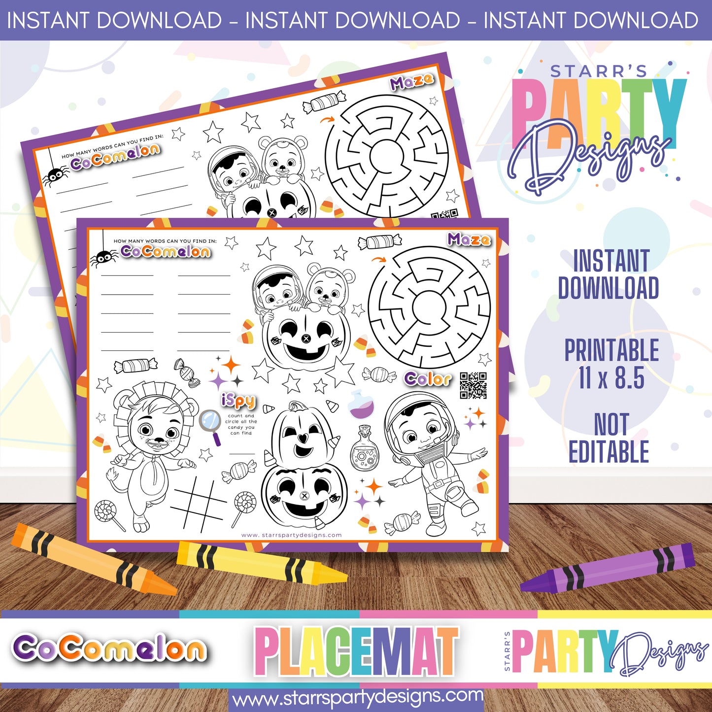 PLACEMAT ACTIVITY SHEET | COCOMELON HALLOWEEN A1