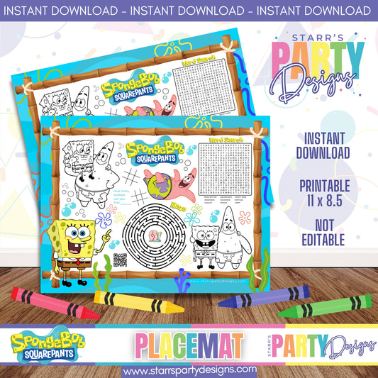 PLACEMAT ACTIVITY SHEET | SPONGEBOB DELUXE A2